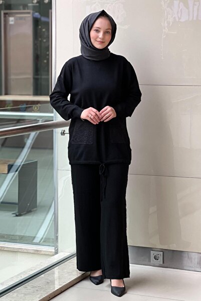 Mahal Crochet Knitwear Lace Detailed Trouser Knitwear Set