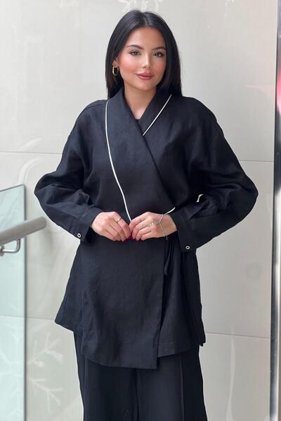 Ghisa Verev Collar Piping Detailed Jacket Pants Suit