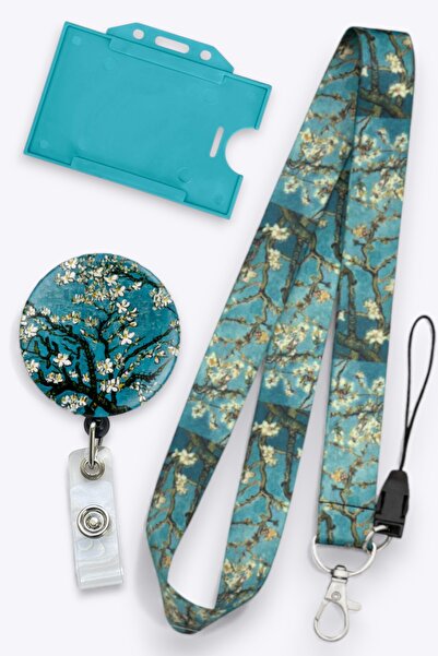 MİLLENEX Van Gogh Badem Ağacı Yaka Kartı Boyun Askı İpi Boyun Askısı 3 lü Set...