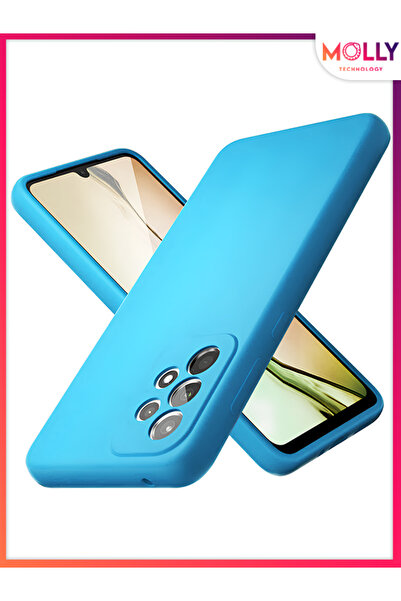 Molly Samsung Galaxy A52 İçin Gökyüzü Mavisi Liquid Içi Mat Kadife Silikon Kılıf