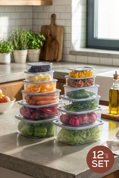 Vienev 12-Piece Airtight Storage Container Set Gray (3-2-1,2-0,75-0,50-0,25 Lt)