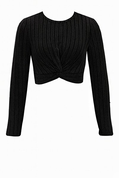 Wildco Μαύρη στρογγυλή λαιμόκοψη μακρυμάνικη μπλούζα Lycra μπροστά, μπλούζα μ...