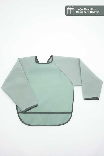 miniboni Long Sleeve Stain Resistant Baby Bib for Feeding, Playing and Activities Mint