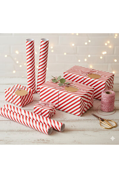 demontecraft غلاف هدايا مخطط باللونين الأحمر والأبيض، ورق تغليف عيد الميلاد، تغليف 70 × 100 سم 10 قطع