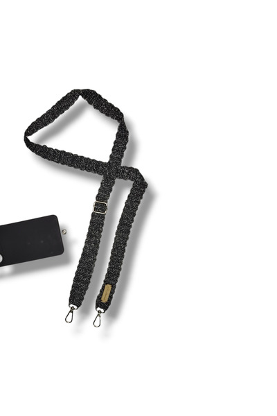 STE El Yapımı Ayarlanabilir Siyah Simli Telefon Askısı – Tığ İşi Tasarım - Şı...