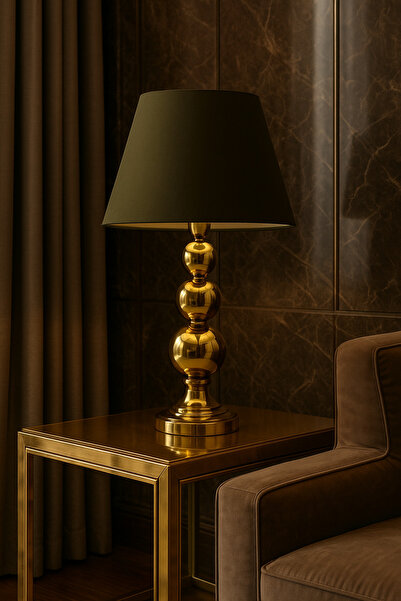 Lampada Milano Gold Kaplama Metal Abajur - Yeşil