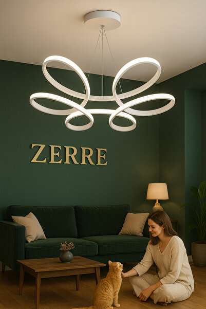 ZERRE Shop Avize Beyaz FLOWA Beyaz Ledli Sarkıtmalı Ultra Süper Ledli (60cm)