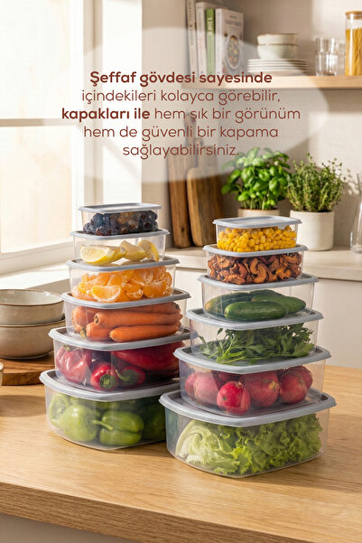 Vienev 12-Piece Airtight Storage Container Set Gray (3-2-1,2-0,75-0,50-0,25 Lt)