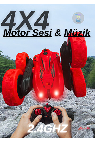 Boratila Toys Uzaktan Kumandalı Işıklı Şarjlı 2.4 Ghz Müzikli Demolu Kırılmaz Akrobat Araba
