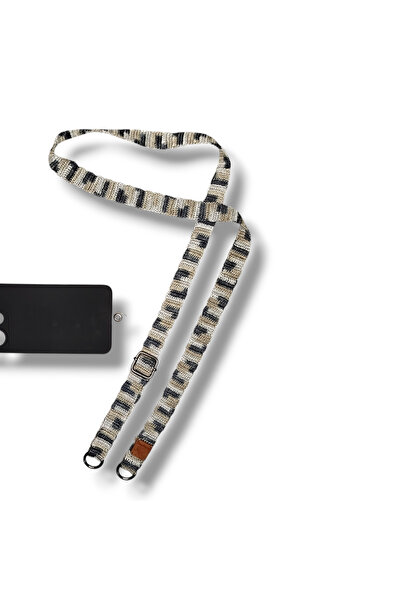 STE El Yapımı Ayarlanabilir Ebruli Telefon Askısı – Tığ İşi Tasarım Çanta Askısı