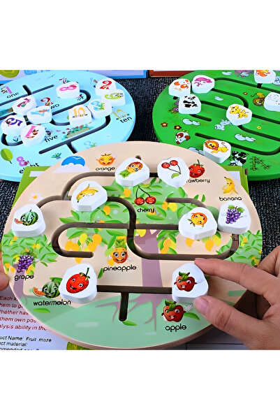 TEONA CONCEPT Labirint de fructe din lemn Montessori - Jucărie educativă pentru abilități motorii pentru bebeluși