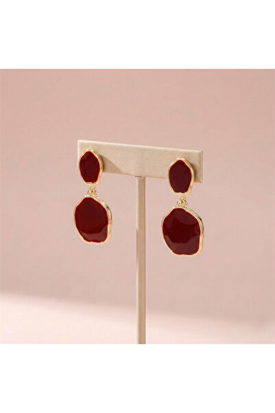 Candy Nuveria Bordo Mineli Sallantılı Küpe