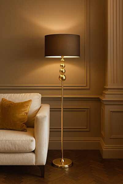 Lampada Milano Küre Gold Kaplama Metal Lambader - Kahverengi