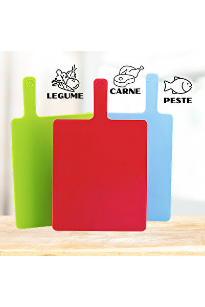 EDENBERG Set of 3 Kitchen Cutting Boards with Stand - Durable Plastic, Non-slip, Multicolor