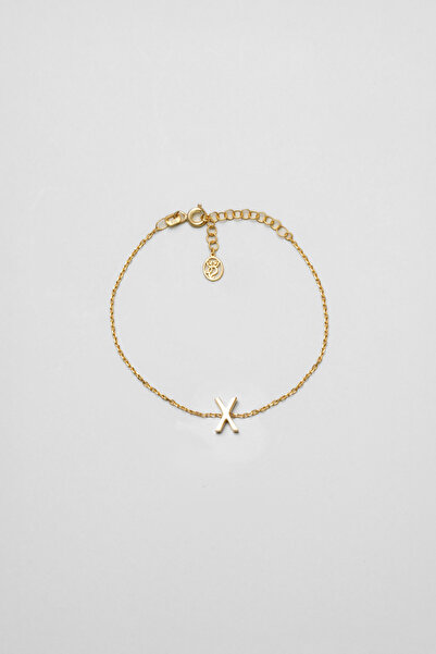 So CHIC... My Story X Harfi 18 Ayar Sarı Altın Kaplama 18 Cm Gümüş Bileklik
