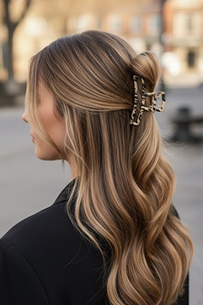 CAŞ DEKORASYON Коричнева застібка з леопардовим візерунком (середнього розміру)