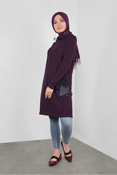 Alvina تونيك بتفاصيل شبكية بغطاء للرأس 41307