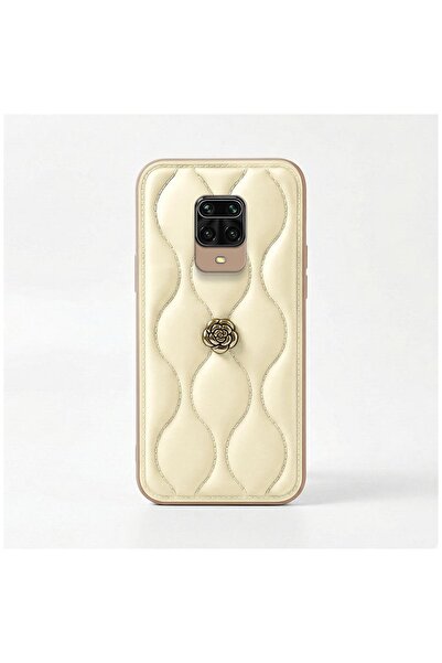 Zebana Xiaomi Redmi Note 9 Pro Uyumlu Kılıf Zebana Camellia Deri Kılıf Bej