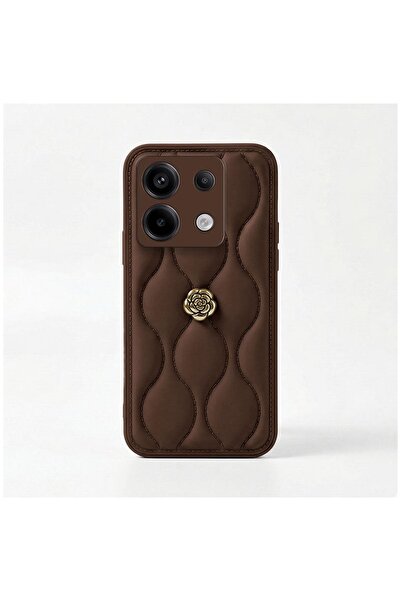 Zebana Xiaomi Poco X6 Uyumlu Kılıf Zebana Camellia Deri Kılıf Kahverengi