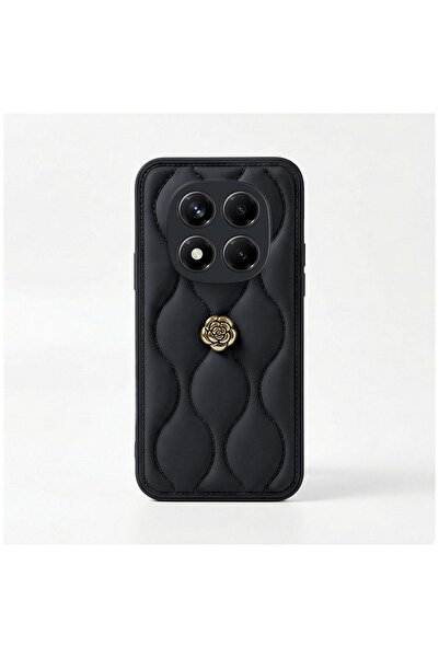 Zebana Xiaomi Redmi Note 14 Pro 5G Uyumlu Kılıf Zebana Camellia Deri Kılıf Siyah