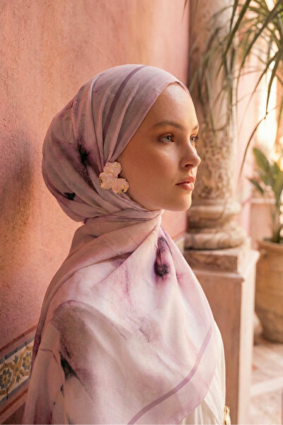 MOISCARF Souffle du Matin Fransız İpeği Desenli Şal Lila