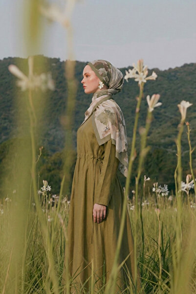 MOISCARF Brume d'Amour Γαλλικό μεταξωτό σάλι με σχέδιο απαλό πράσινο