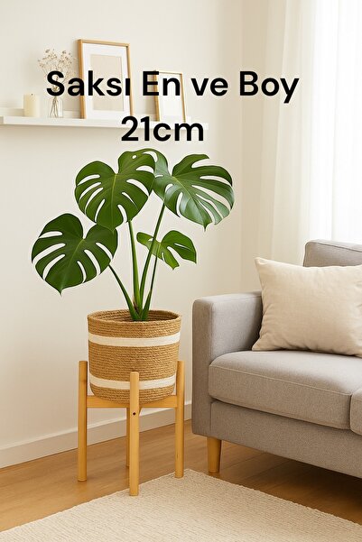 ADA Ahşap oyma ve çerçevecilik Standlı Hasır Saksı 24cm