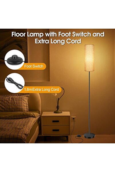 fulina Floor Lamp for Living Room, 165CM 3 Color Temperature Standing Floor Lamps with Foot Switch, Tall Mo