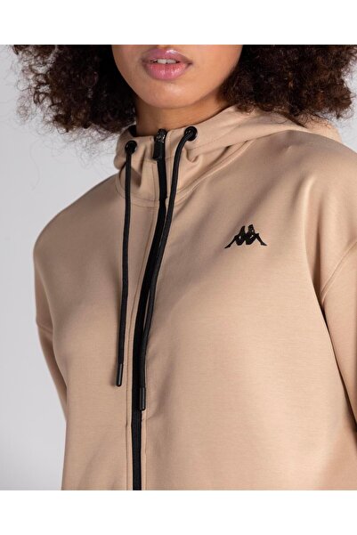 Kappa Authentic Rudalfie Kadın Bej Regular Fit Fermuarlı Eşofman Üstü