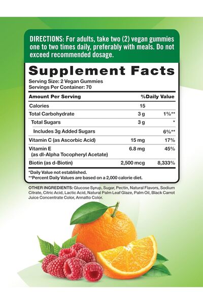 Nature's Truth Biotin Gummies for Hair, Skin & Nails, Natural Fruit Flavor, 80 Count