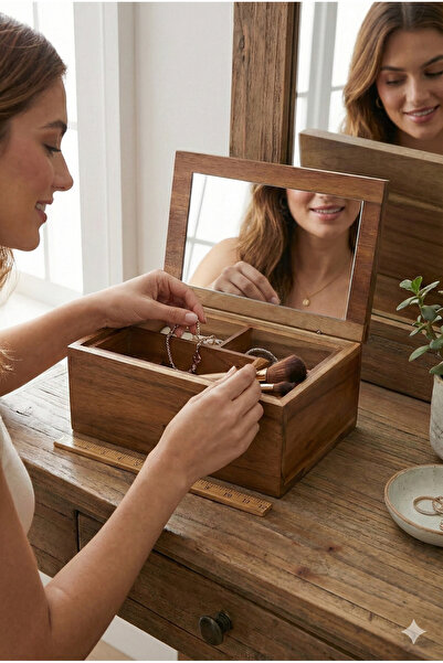 The Mia Natura Acacia Mirrored Makeup Box 23X15X10 cm