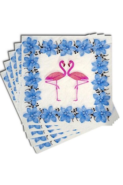 partidolu Hawaiian Flowers and Flamingo Themed Blue Color Double Side Printed...