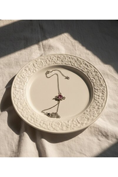 stainless steell saydam renk zincirli gül pembe kalp motifli şahmeran