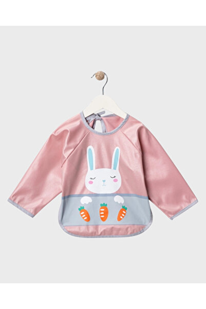 Minicik مريلة أطفال بأكمام منقوشة على شكل أرنب - مريلة أطفال مقاومة للماء