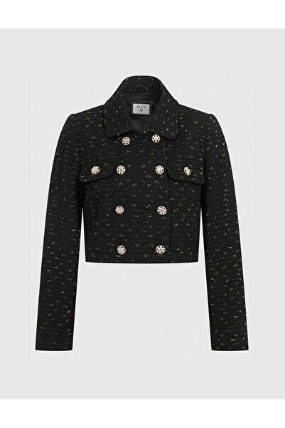 İLVİ Patton Kadın Ceket Siyah Altın Tüvit