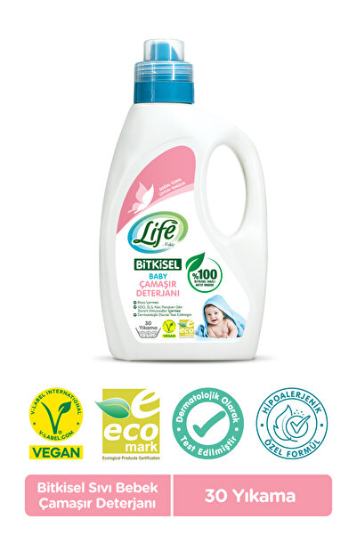 Life by Fakir Bitkisel Vegan Sıvı Bebek Çamaşır Deterjanı 1500ml, Hipoalerjenik, Renkli&beyaz, %100 Doğal Temizlik