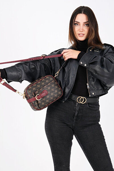 Silver Polo حقيبة كروس بودي باللون البني والأصفر - أحمر داكن SP1256