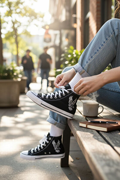 Lideral حذاء رياضي مريح بطبعة نسر أبيض وأسود للجنسين