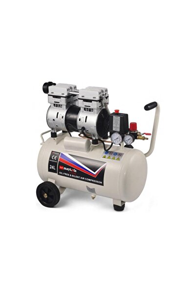 MayTools Hava Kompresörü Sessiz & Yağsız 750W 24 Lt