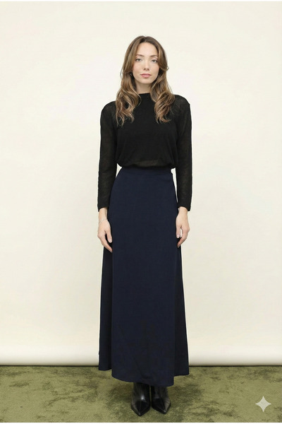 Puane Γυναικεία φούστα με κρυφό φερμουάρ - 18264ETK - NAVY