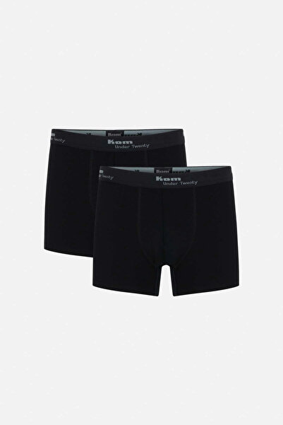 Kom Μαύρο ανδρικό μπόξερ από στενό βαμβάκι 2 συσκευασιών