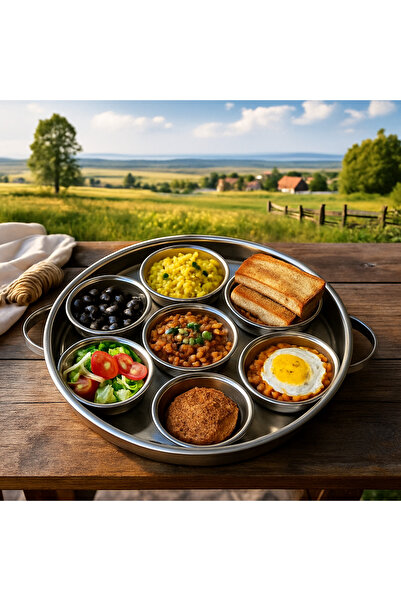 Dania 8-Piece Stainless Steel Breakfast Tray - Gold Embossed Lid | Elegant hospitality starts here