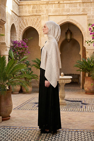 MOISCARF Perla Premium Jacquard Shawl Cream