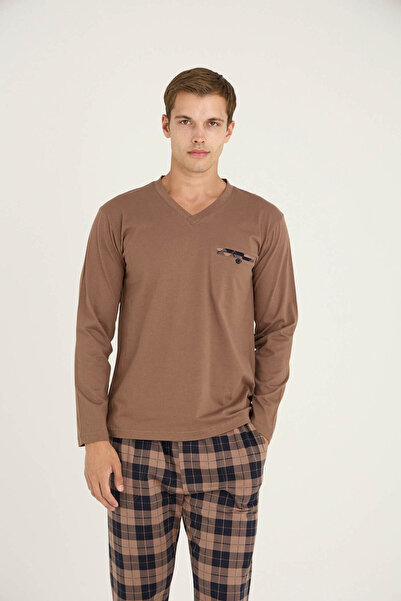 KLY 100% Cotton New Season Men's Luxury Design V-Neck Pajama Set