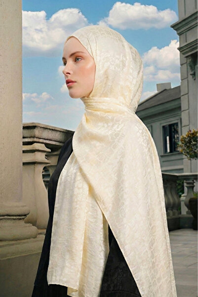 MOISCARF Perla Premium Jacquard Shawl Off White