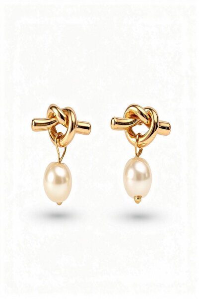 DEMOKAN Kadın Küpe Düğüm İnci Küpe