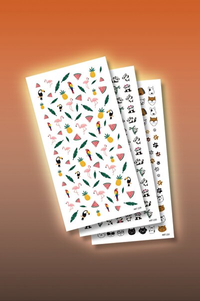 Artikel 3'lü Tırnak Dövmesi Seti, Tırnak Sticker Seti, Nail Art, Tattoo