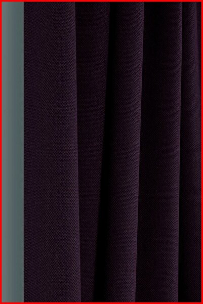 Belle Cose Mürdüm Country Tarz Hasır Termal Karartma Blackout  Tek Kanat Fon Perde