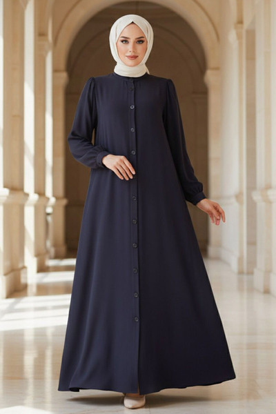 Neva Style Копчений хіджаб Абайя з ґудзиками (45283FU)