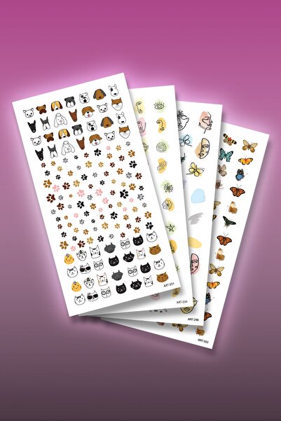 Artikel 4'lü Tırnak Dövmesi Seti, Tırnak Sticker Seti, Nail Art, Tattoo